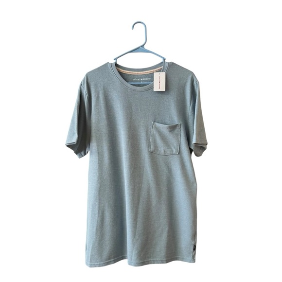 NEW Lucky Brand Casual Textured Crewneck T-Shirt Size L Light Blue Short Sleeve - Picture 1 of 7